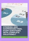 STEERING AND SUSPENSION FINAL EXAM QUESTIONS WITH COMPLETE SOLUTIONS&excl;&excl;