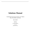 Solutions Manual Fundamentals of Corporate Finance 12th edition Ross, Westerfield, and Jordan| University of California ECON 134 A