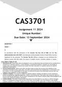 CAS3701 Assignment 11 &lpar;ANSWERS&rpar; 2024 - DISTINCTION GUARANTEED