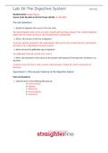 Exam (elaborations) BIOL 202L BIO 202L Lab 16 Worksheet- The Digestive System