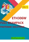 ETH306W-2023FULL EXAMPACK PAST PAPERS SOLUTIONS, NOTES , GUIDE TO ANSWER EXAM QUESTIONS AND FEEDBACK FROM TUTORIAL LETTERS