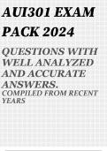 AUI301 EXAM PACK 2024 QUESTIONS WITH WELL ANALYZED AND ACCURATE ANSWERS&period;