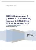FOR2609 Assignment 2 &lpar;COMPLETE ANSWERS&rpar; Semester 2 2024 &lpar;636945&rpar; - DUE 16 September 2024 &semi; 100&percnt; TRUSTED Complete&comma; trusted solutions and explanations&period; 