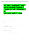 Test Bank Davis Advantage for Fundamentals Of Nursing (2 Volume Set) 4th Edition Judith M.  Wilkinson, Leslie S. Treas CHAPTER 1 . Evolution of Nursing Thought & Action