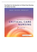 Test Bank for Introduction to Critical Care Nursing 7th Edition by Sole