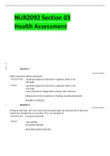 NUR2092 Section 03  Health Assessment exam 1 review with questions and answers