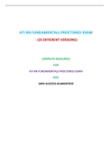 ATI RN FUNDAMENTALS PROCTORED EXAM (23 LATEST VERSIONS) /  RN FUNDAMENTALS ATIVPROCTORED EXAM (23 LATEST VERSIONS)|VERIFIED AND 100% CORRECT Q & A, COMPLETE DOCUMENT FOR ATI EXAM|