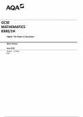 AQA GCSE MATHEMATICS  8300&sol;2H Higher Tier Paper 2 Calculator  Mark scheme June 2024  Version&colon; 1&period;0 Final 