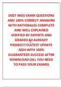  D027 WGU EXAM QUESTIONS AND 100&percnt; CORRECT ANSWERS WITH RATIONALES COMPLETE AND WELL EXPLAINED VERIFIED BY EXPERTS AND GRADED A&plus; ALREADY PASSED&excl;&excl;&excl;&excl;&excl;LATEST UPDATE 2024 WITH 100&percnt; GUARANTEED SUCCESS AFTER DOWNLOAD &lpar;ALL YOU NEED TO PASS YOUR EXAMS&rpar;
