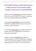 WGU C963 Final Exam &vert; WGUC963 American Politics and the US Constitution C963 &vert; Questions and Answers &vert; Latest 2024&sol;2025