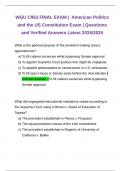 BUNDLE for WGU C963 American Politics and the US Constitution Exam &vert; Questions and 100&percnt; Correct Answers &vert; Latest 2024