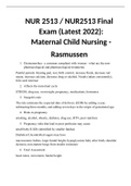 NUR 2513 / NUR2513 Final Exam (Latest 2022): Maternal Child Nursing -  Rasmussen