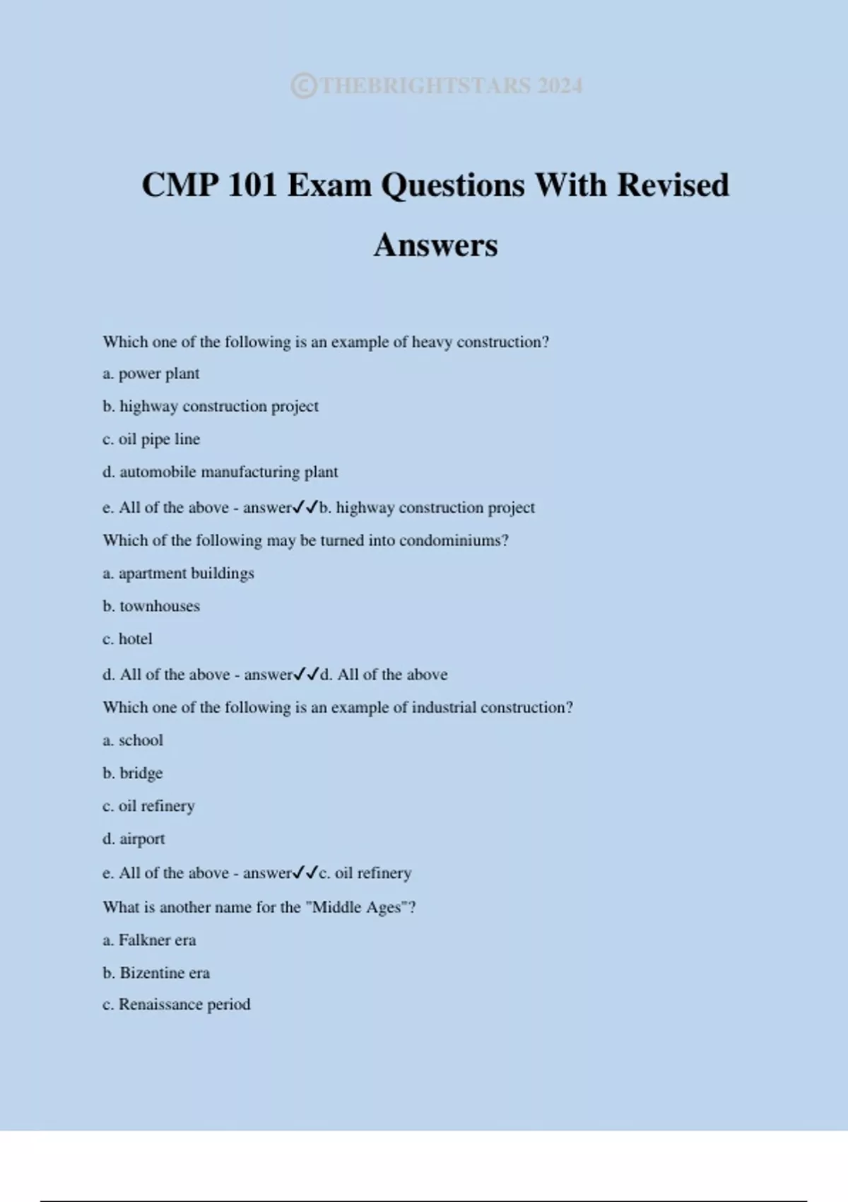 CMP 101 Exam Questions With Revised Answers - CMP 101 - Stuvia US