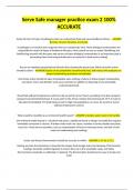 Serve Safe manager practice exam 2 100&percnt; ACCURATE