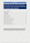 LA NOTARY&sol;LOUISIANA NOTARY PUBLIC EXAM 2024-2025 LATEST EDITION&vert;&plus;1000 QUESTIONS ALL SOLVED 100&percnt; &sol;VERIFIED 
