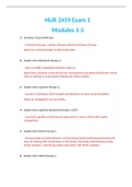 NUR 2459 &sol; NUR2459 Exam 1&colon; Mental and Behavioral Health Nursing Exam 1 Study Guide &lpar;Latest 2021&sol;2022&rpar; Rasmussen
