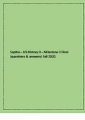 Sophia – US History II – Milestone 3 Final (questions & answers) Fall 2020.