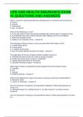 LIFE AND HEALTH INSURANCE EXAM &num;1 QUESTIONS AND ANSWERS