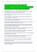 LIFE INSURANCE AND HEALTH COMMON TO LIFE HEALTH INSURANCE EXAM QUESTIONS AND ANSWERS