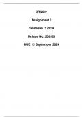 CRI2601 Assignment 2 Due 23 September 2024 &lpar;Detailed Answers&rpar;