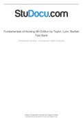 Fundamentals of Nursing 9th Edition by Taylor, Lynn, Bartlett Testbank