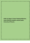 HUM 115 Week 5 Critical Thinking Reflection, Latest 201920 complete solution guide, University of Phoenix.