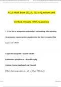 ACLS Mock Exam &lpar;2024 &sol; 2025&rpar; Actual Questions with Verified Answers&comma; 100&percnt; Guarantee
