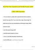 ACLS Post Test 2 Actual Questions with Verified Answers &lpar;2024 &sol; 2025&rpar;&comma; 100&percnt; Guarantee