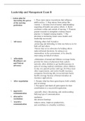 Leadership and Management Exam B