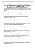 Event Management Final UPDATED Exam  Questions and CORRECT Answers