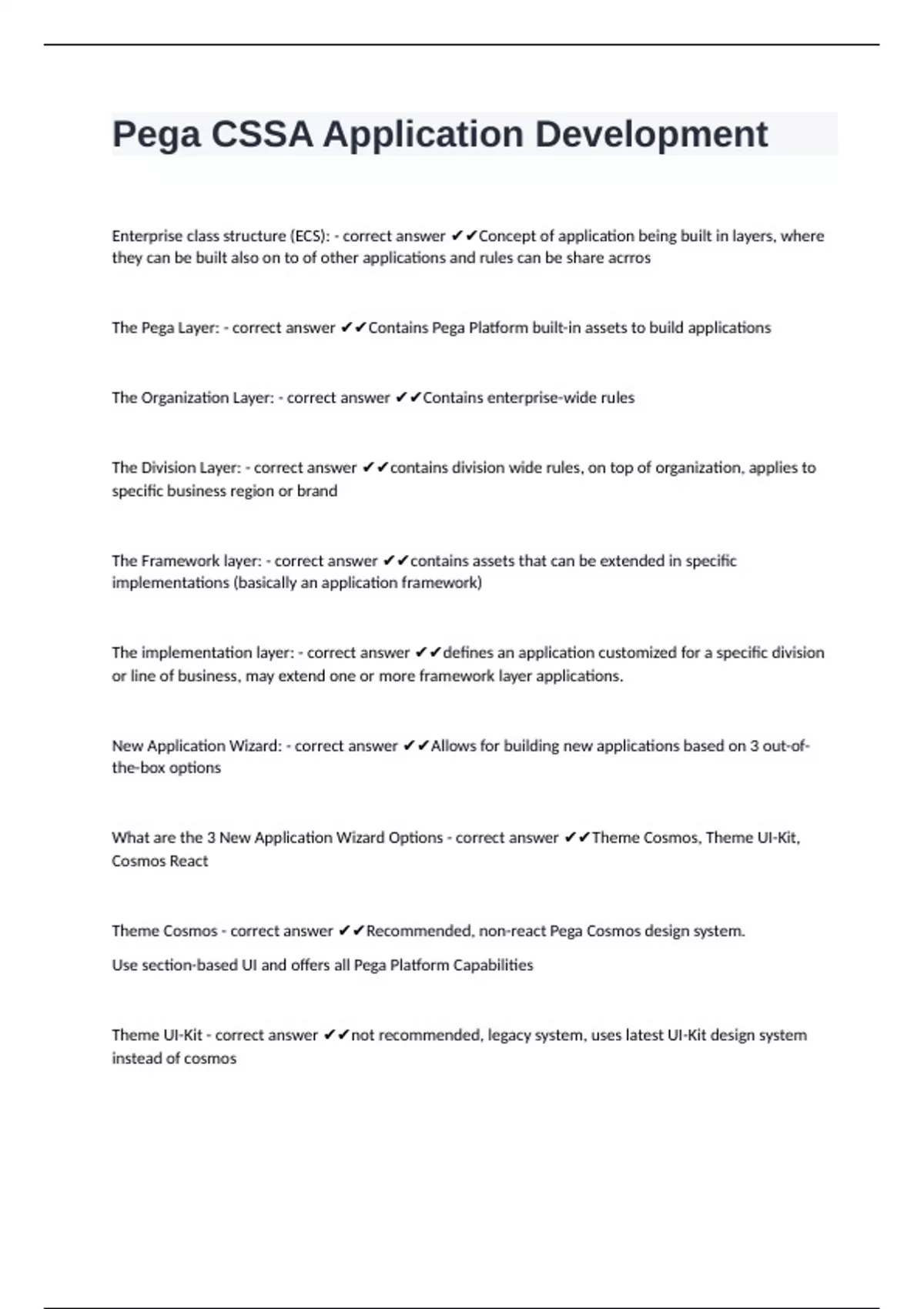 Pega CSSA Application Development questions with 100% correct answers ...