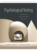 Test Bank For Psychological Testing: Principles, Applications, and Issues 8th Edition by Robert M. Kaplan