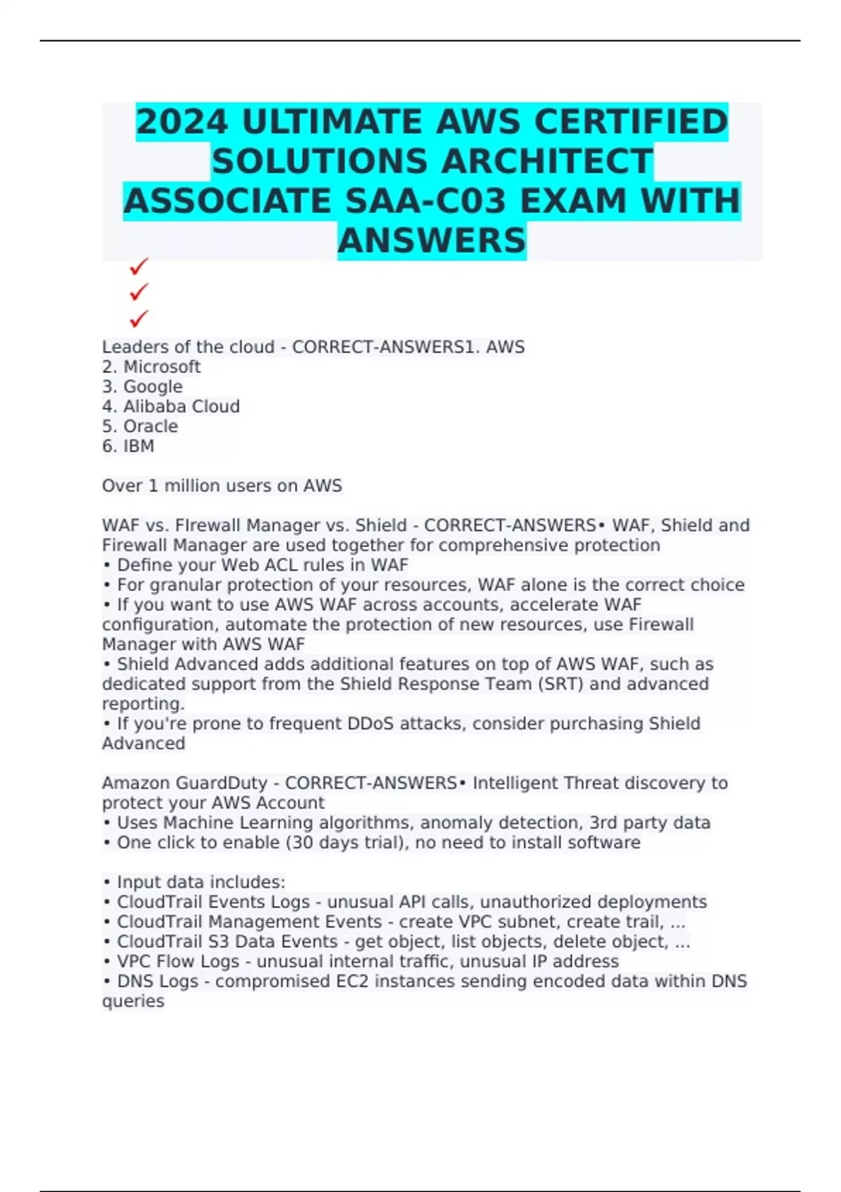 2024 ULTIMATE AWS CERTIFIED SOLUTIONS ARCHITECT ASSOCIATE SAA-C03 EXAM ...