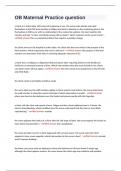 OB Maternal Practice question 2024&sol;2025 Graded A&plus;