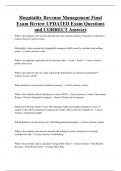 Hospitality Revenue Management   Bundled Exam Questions and CORRECT ANSWERS