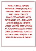 NUR 176 FINAL REVIEW HONDROS LATEST&lpar;2024&sol;2025&rpar; UPDATED EXAM QUESTIONS AND  100&percnt; CORRECT COMPLETE ANSWERS WITH RATIONALES WELL EXPLAINED AND VERIFIED BY EXPERTS LATEST UPDATE 2024 GRADED A&plus; ALREADY PASSED&excl;&excl;&excl;&excl;&excl; WITH 100&percnt; GUARANTEED SUCCESS AFTER DOWNLOAD &lpar;A