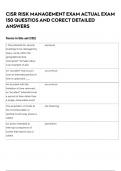 CISR RISK MANAGEMENT EXAM ACTUAL EXAM 150 QUESTIONS AND CORECT DETAILED ANSWERS