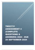 TMS3731 Assessment 4 &lpar;COMPLETE QUESTIONS & ANSWERS&rpar; 2024 - DUE 25 September 2024 &semi;100 &percnt; TRUSTED workings&comma; Expert Solved&comma; Explanations and Solutions&period; 
