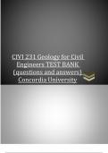 CIVI 231 Geology for Civil Engineers TEST BANK &lpar;questions and answers&rpar; Concordia University
