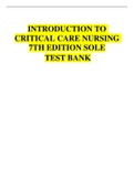 INTRODUCTION TO CRITICAL CARE NURSING 7TH EDITION SOLE TEST BANK