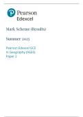 A LEVEL EDEXEL GEOGRAPHY PAPER 2 WITH MARK SCHEME 2025555