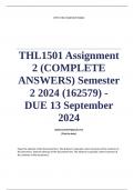 THL1501 Assignment 2 &lpar;COMPLETE ANSWERS&rpar; Semester 2 2024 &lpar;162579&rpar; - DUE 13 September 2024 &semi; 100&percnt; TRUSTED Complete&comma; trusted solutions and explanations&period; Ensure your success with us&period;&period;&period; 