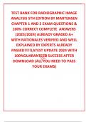 TEST BANK FOR RADIOGRAPHIC IMAGE ANALYSIS 5TH EDITION BY MARTENSEN CHAPTER 1 AND 2 EXAM QUESTIONS & 100&percnt; CORRECT COMPLETE  ANSWERS &lpar;2023&sol;2024&rpar; ALREADY GRADED A&plus; WITH RATIONALES VERIFIED AND WELL EXPLAINED BY EXPERTS ALREADY PASSED&excl;&excl;&excl;&excl;&excl;LATEST UPDATE 2024 W