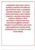 COMMUNITY AND PUBLIC HEALTH NURSING&comma; EVIDENCE FOR PRACTICE 2ND EDITION BY GAIL A&period; HARKNESS&comma; ROSANNA DEMARCO - TEST BANK EXAM QUESTIONS & 100&percnt; CORRECT COMPLETE  ANSWERS &lpar;2023&sol;2024&rpar; ALREADY GRADED A&plus; WITH RATIONALES VERIFIED AND WELL EXPLAINED BY EXPERTS AL