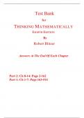 Test Bank For Thinking Mathematically 8th Edition By Robert Blitzer &lpar;All Chapters&comma; 100&percnt; Original Verified&comma; A&plus; Grade&rpar; 