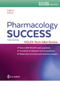 Pharmacology Success NCLEX -Style TEST BANK Q&A Review THIRD EDITION Kathryn Cadenhead Colgrove, RN, MS, CNS Christi Doherty, DNP, MSN, RNC-OB, CNE