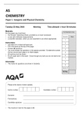  AQA Chemistry AS-level Paper 1 Paper 1 Inorganic and Physical Chemistry  latest 