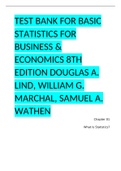 Test Bank for Basic Statistics for Business & Economics 8th Edition Douglas A. Lind, William G. Marchal, Samuel A. Wathen