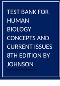 Test Bank for Human Biology Concepts and Current Issues 8th Edition by Johnson