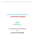 ATI RN MED SURG PROCTORED EXAM (24 VERSIONS) /  RN MED SURG ATI PROCTORED EXAM (24 VERSIONS) |VERIFIED AND 100% CORRECT Q & A, COMPLETE DOCUMENT FOR ATI EXAM|